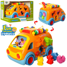 Игра 988 (18шт) автобус-сортер,погремуш-фигурки животн6шт,муз(англ),свет,на бат,в кор-ке,28-19-18см рис. 1