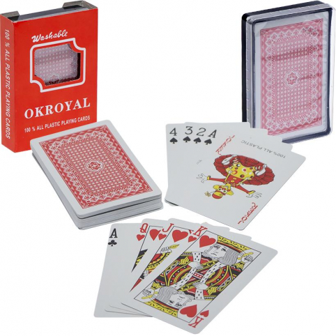 Карти гральні пластик OKROYAL 54 карти в колоді, пластик футляр