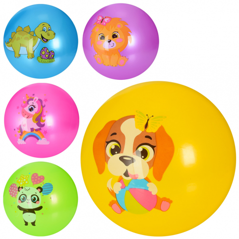 Мяч дитячий Тварини/дино MS 3509 9 дюймів, малюнок, 60 г, 5 кольорів