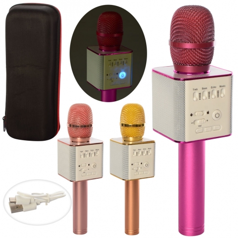 Микрофон Q9 (20шт) 24,5см,аккум, Bluetooth,USBзар, 3цвета, в чехле, 29-12,5-8см рис. 1