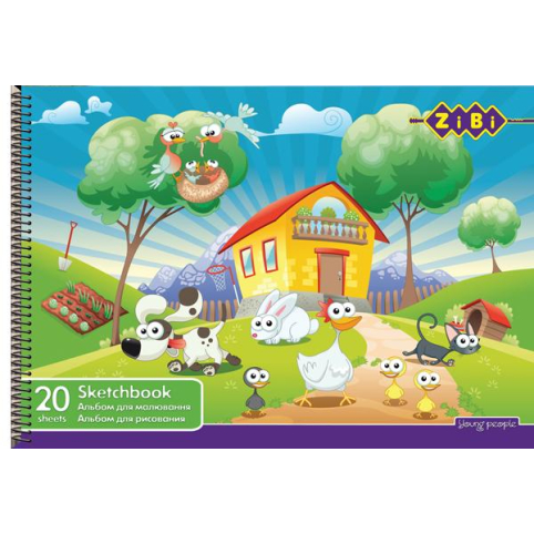 Альбом для малювання, А4, 20 аркушів, 120 г/м2, на пружині, KIDS Line