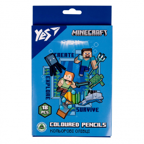Олівці кольорові YES 18 кол. Minecraft