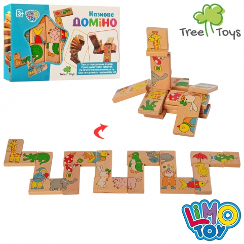 Деревянная игрушка Домино MD 2146 (36шт) животные, в кор-ке,22,5-13-3см рис. 1