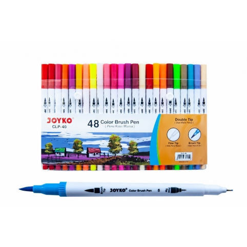 Фломастери двосторонні (пензлик/лінер) 48 кольорів, CLP-40,ТМ&quot; Joyko&quot; рис. 1