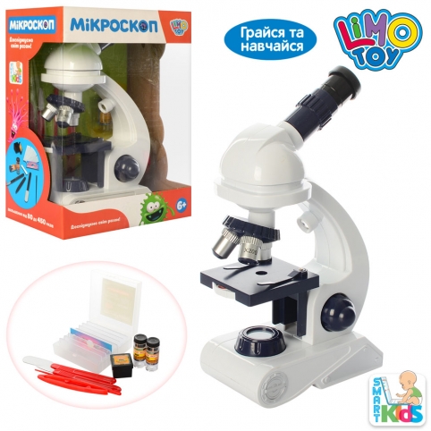 Микроскоп SK 0010 (12шт) 26,5см, свет,пробирки, инструменты, на бат-ке, в кор-ке, 20-27-13см рис. 1