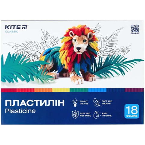 Пластилін, 18 кольорів, 360 г. Kite Classic, K-085