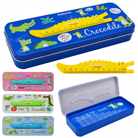 Пенал металл с линейкой &quot;Crocodile&quot; 21*8*3см ST02216 (144шт) рис. 1
