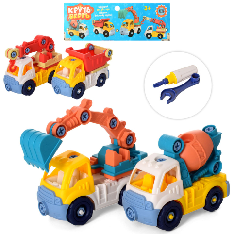 Конструктор на шурупах 6866, будтехніка 2 шт, інструм, упак 23,5-31-7,5 см