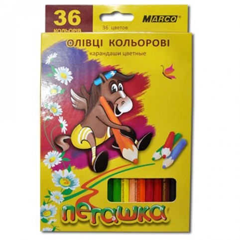 Карандаши 36 цветов шестигранные , Пегашка, Marco рис. 1