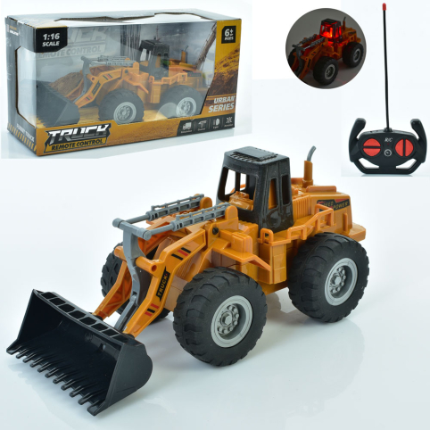 Будтехнiка 26968-7 радіокер., бульдозер, 1:16, рух.деталі,гум.колеса,світло,бат.,кор.,30,5-16-11,5см